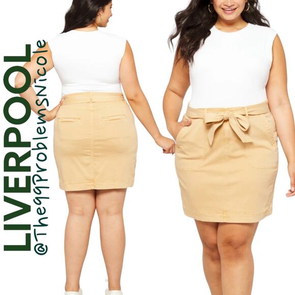 Liverpool Belted Skirt in Mustard Gold - Picture 1 of 10